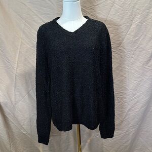 Croft & Barrow V-Neck Black Sweater with Textured Knit